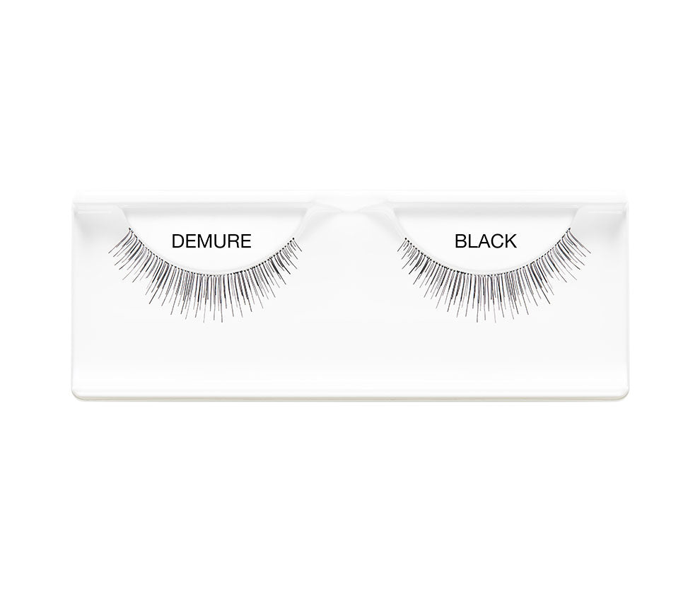 Ardell Demure Black lashes offer a delicate, natural enhancement for an elegant eye look.