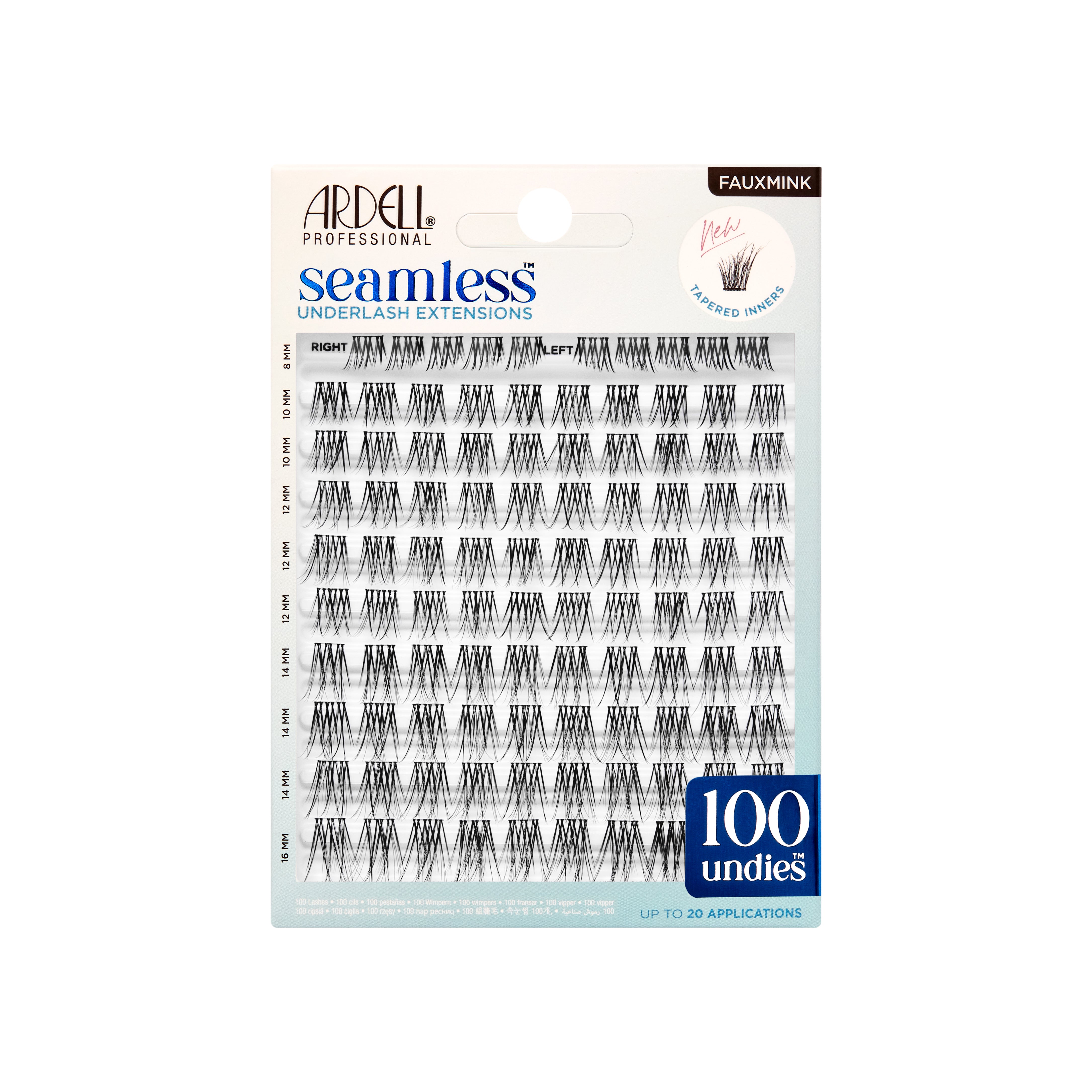 Front packaging of Seamless Underlash Extensions Fauxmink 100 ct