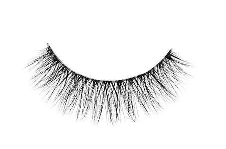 A closeup shot of the right-winged lash of Ardell's Faux mink 817 with tons of crisscrossing & mid-level volume