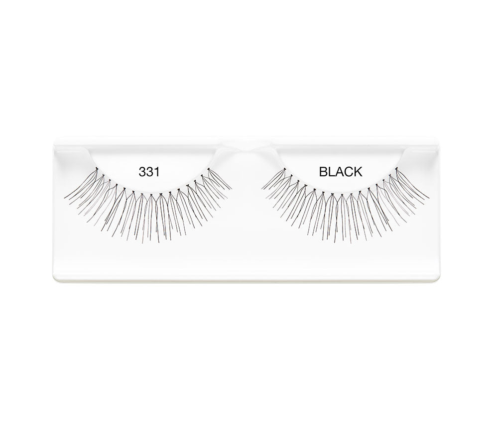 Ardell 331 Black Lashes – Lightweight, spiky false lashes with a staggered lash pattern for a bold, eye-opening glam effect.