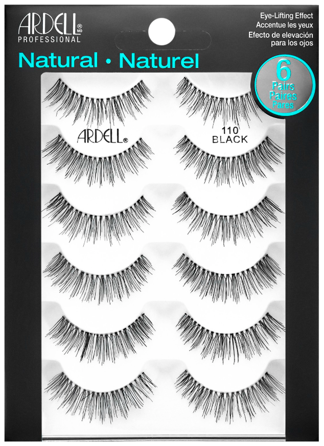 Ardell Natural Lashes 110 Black 6-Pack – Six pairs of natural 110 lashes for soft volume and an eye-lifting effect, ideal for daily wear.