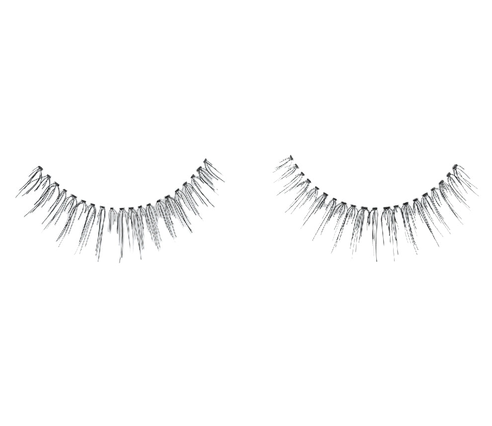 A pair of closeup Ardell Natural 110 features a subdued volume, length & a rounded lash style