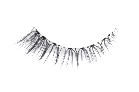 Close-up of an Ardell Soft Touch 150 false lash for the right eye featuring slightly criscrossed style lash fibers