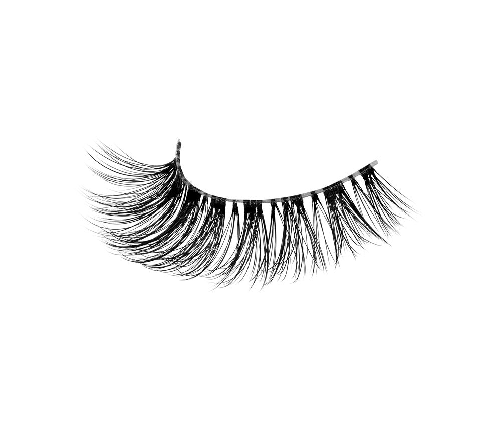Close up shot of Ardell Faux mink Demi Wispies showing staggered, flared, fine & natural lash