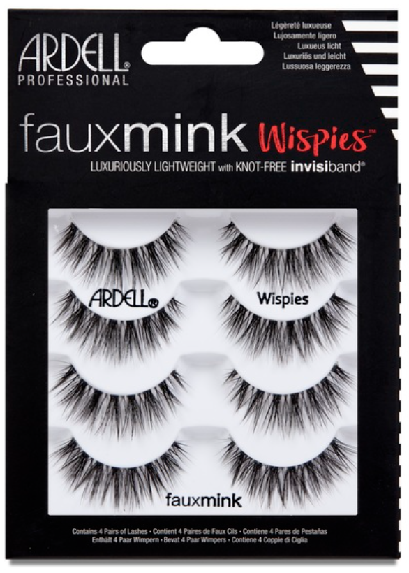 Ardell Faux Mink Wispies Lash Multipack with four pairs of luxuriously light, crisscross-pattern lashes for a soft flutter.