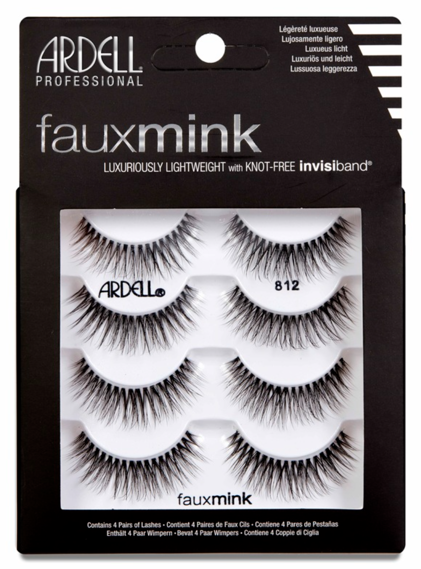 Ardell Faux Mink Multipack 812 featuring four pairs of delicate, lightweight lashes with Knot-Free Invisiband.