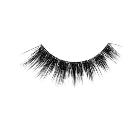 A closeup shot of the right-winged lash of Ardell's 3D Faux mink 852 showing its total volume & uneven lash style