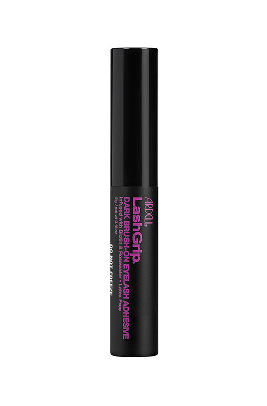 Capped 0.125-ounce bottle of Ardell LashGrip Brush-On Lash Adhesive Infused with Biotin & Rosewater standing upright