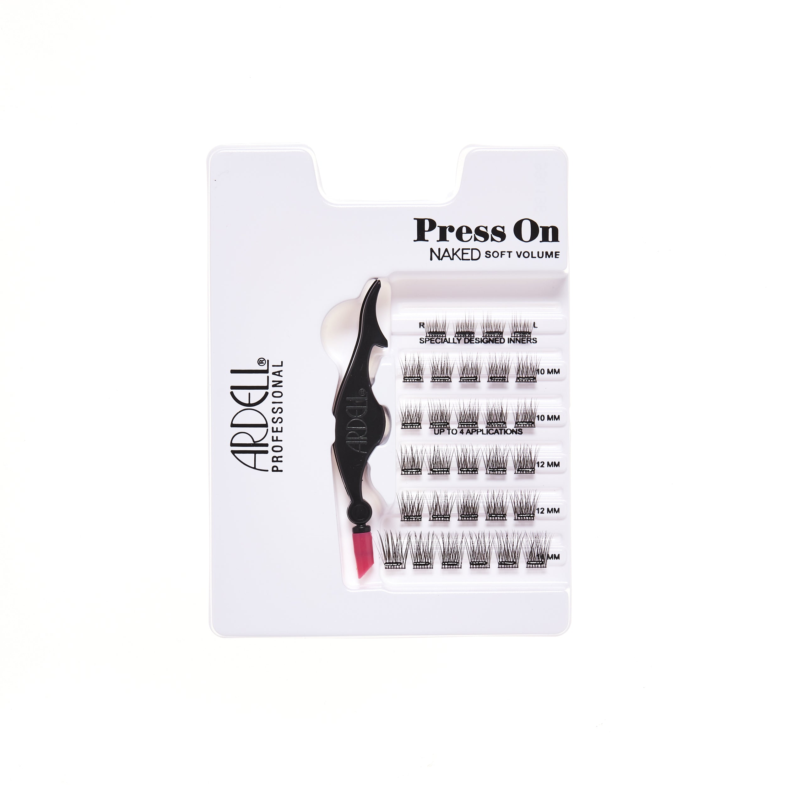 Tray of Ardell Naked Press on Lash Underlash Extensions Soft Volume, pre-glued and ready to apply lash segments.