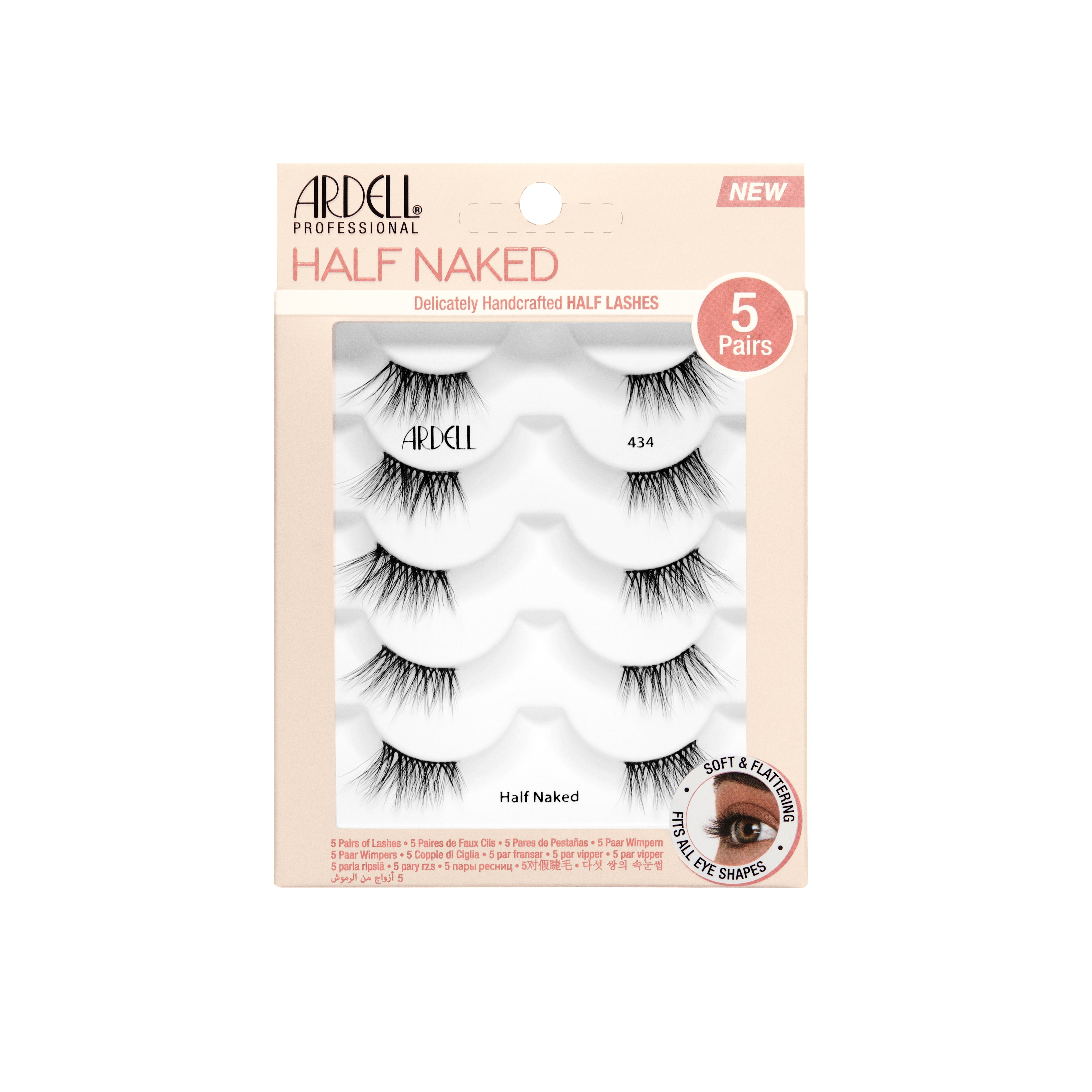 Ardell Half Naked 434, 5 pack lashes in packaging box