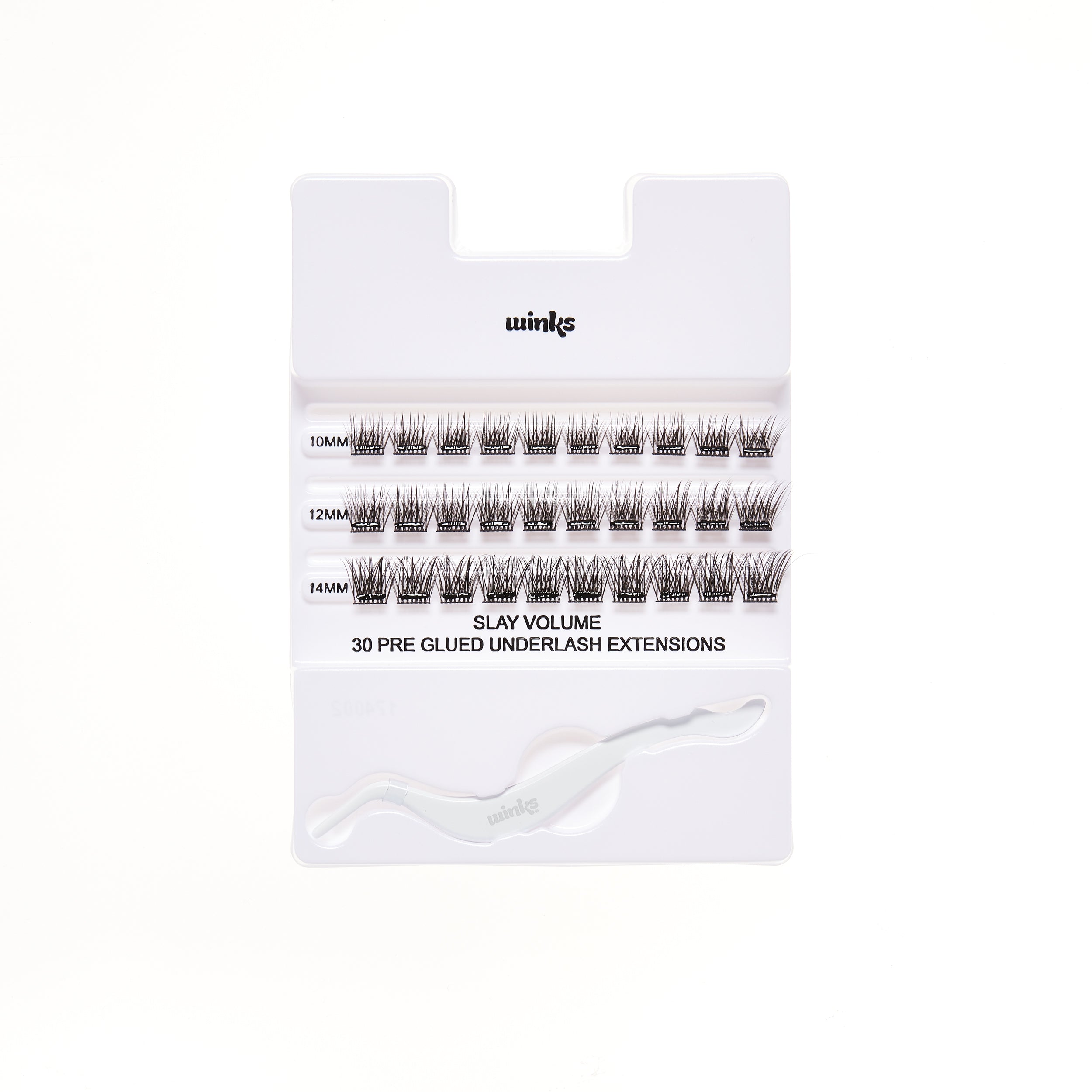 Tray of Ardell Winks Press on Lash underlash extensions slay volume, pre-glued and ready to apply lash segments.