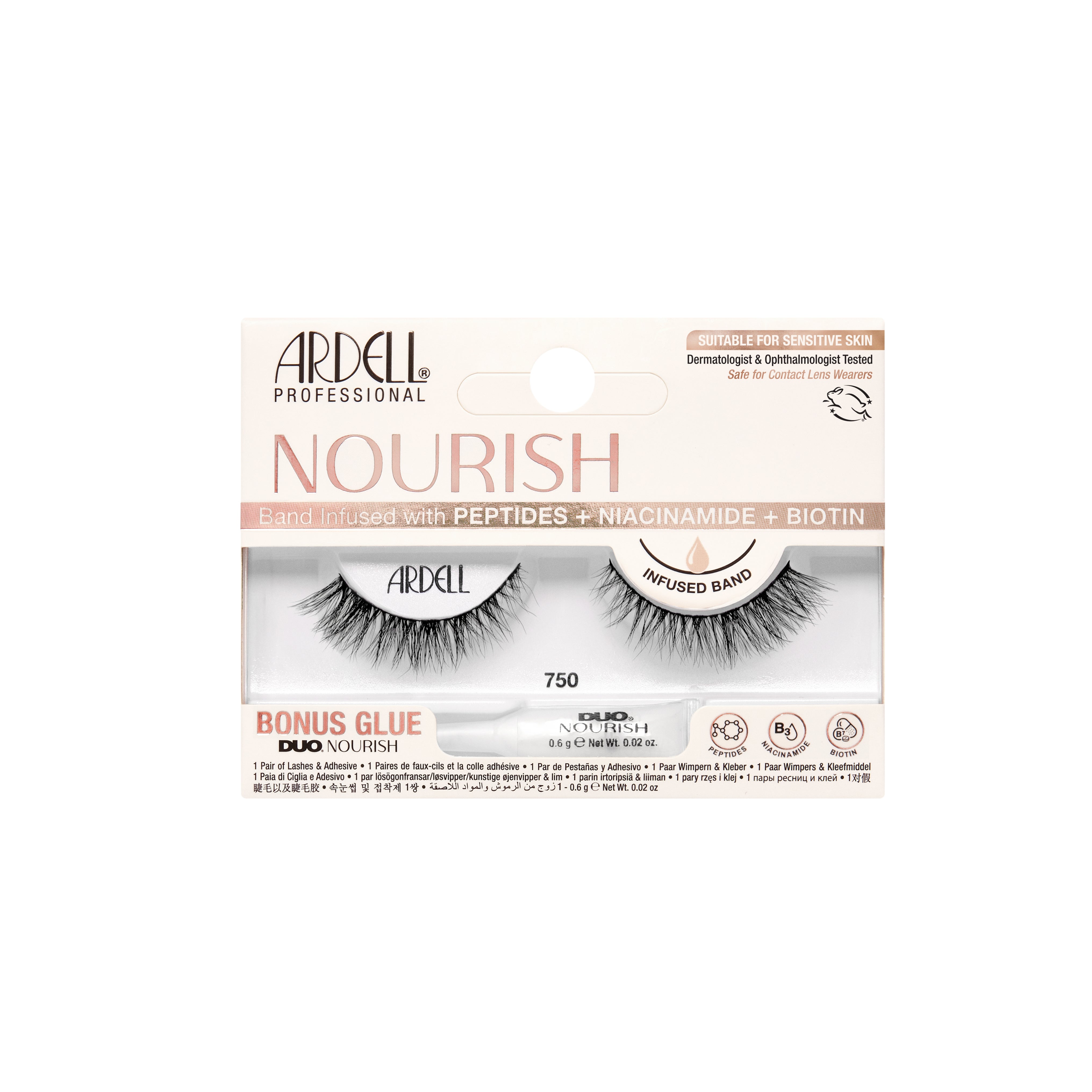 Ardell Nourish false eyelashes packaging with visible branding on a white background