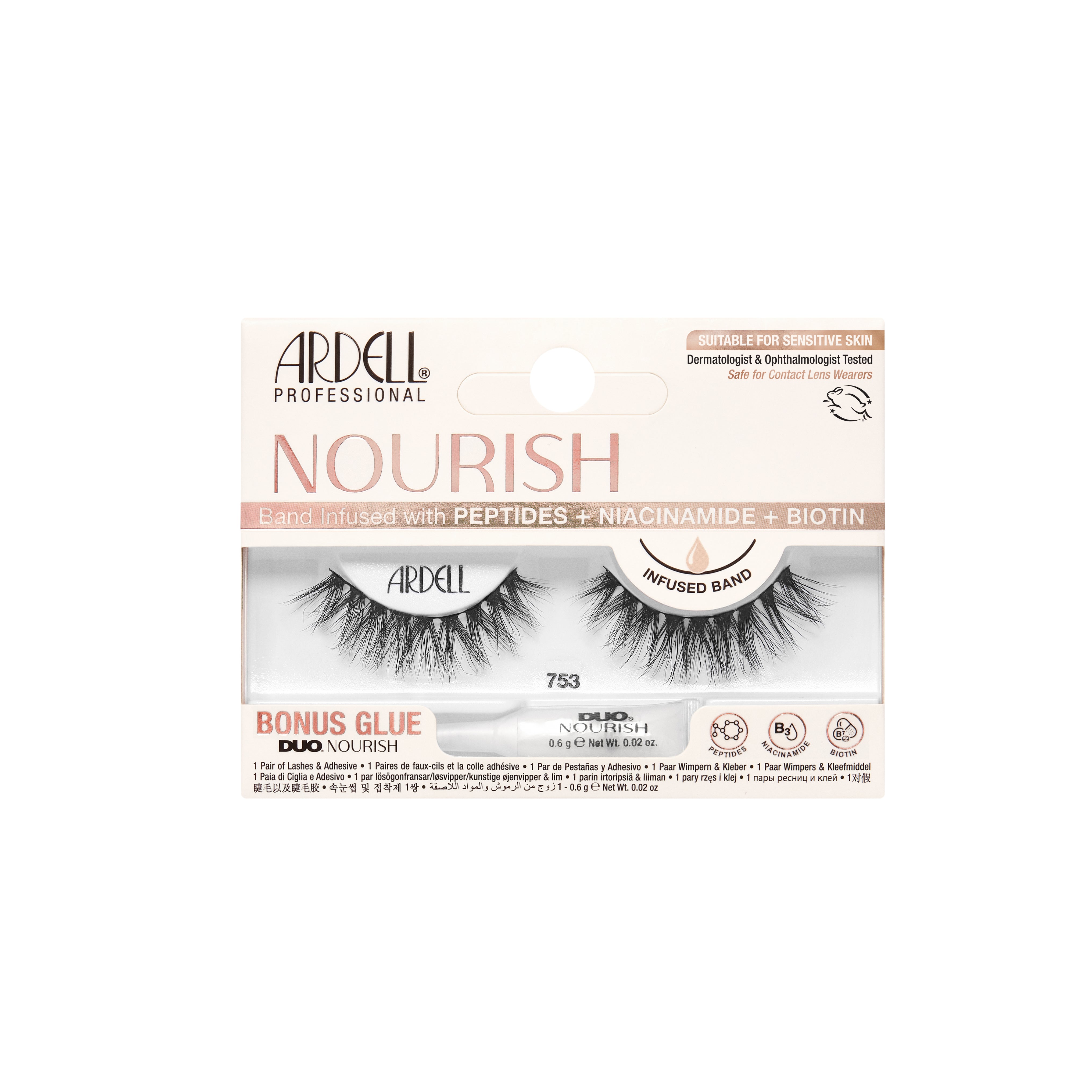 Ardell Nourish false eyelashes packaging on a white background