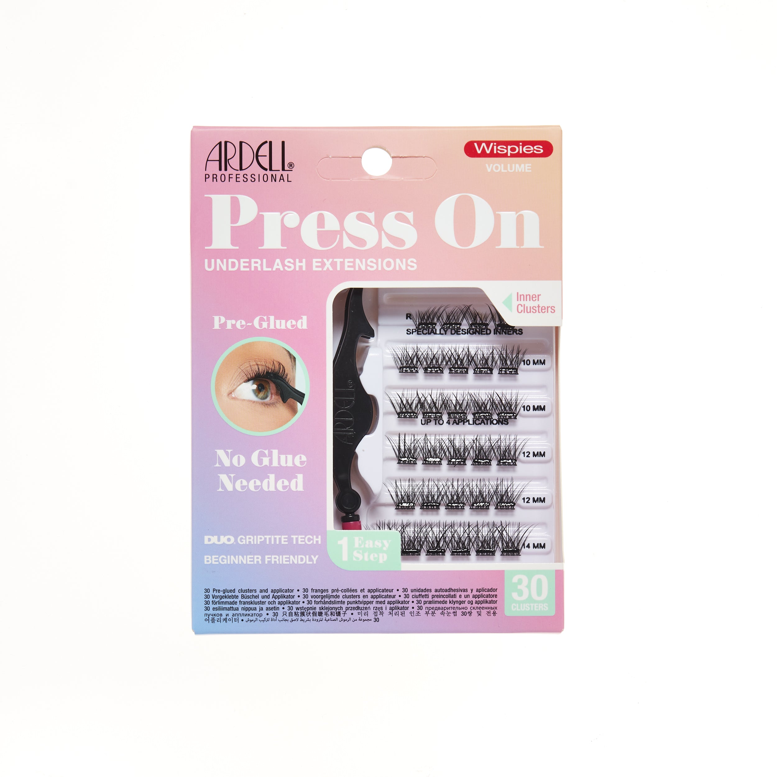 Front of Ardell Press-On Wispies Volume Lashes, designed for bold, fluffy lash enhancement.