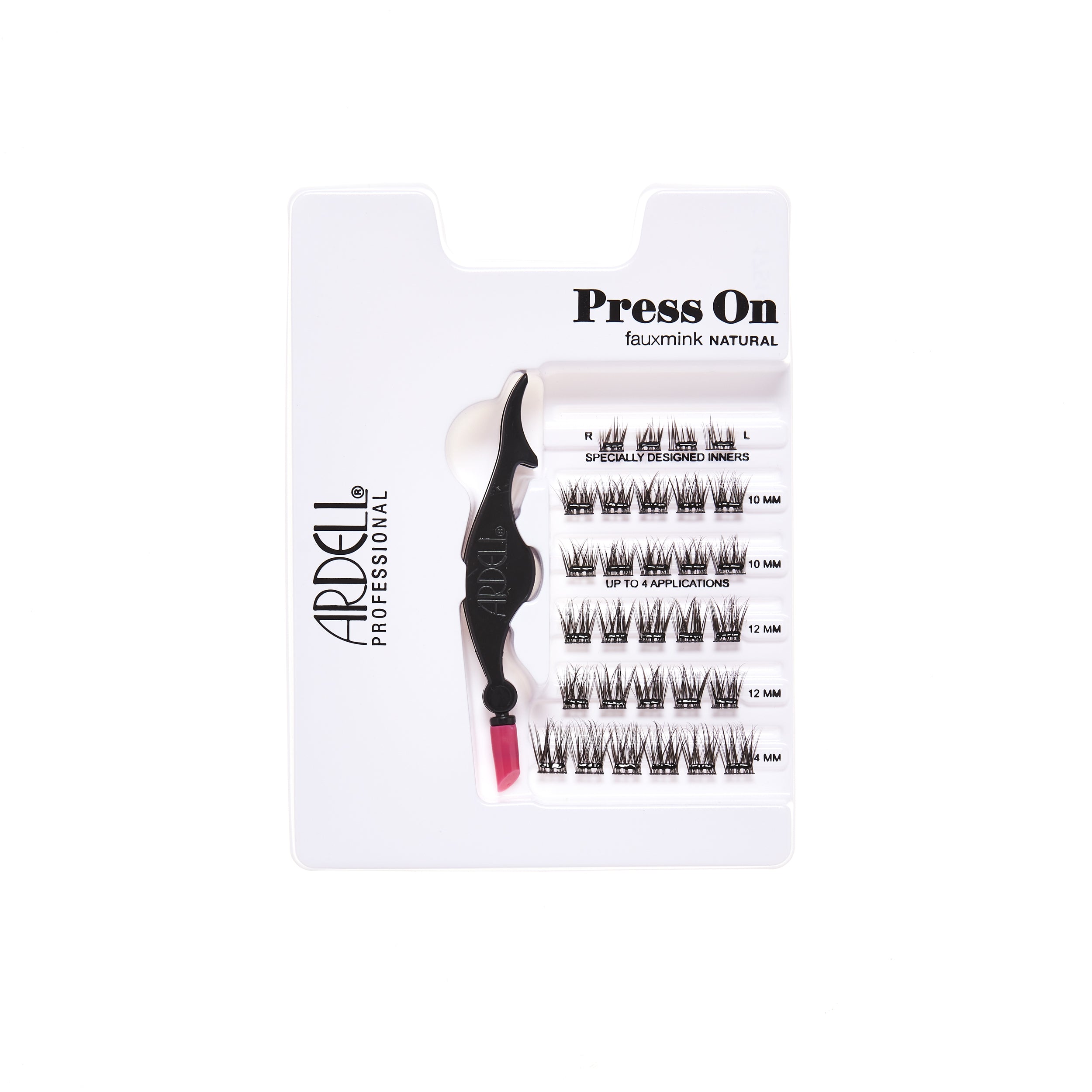 Tray of Ardell Press-On Faux Mink Natural Lashes, pre-glued and ready to apply lash segments.