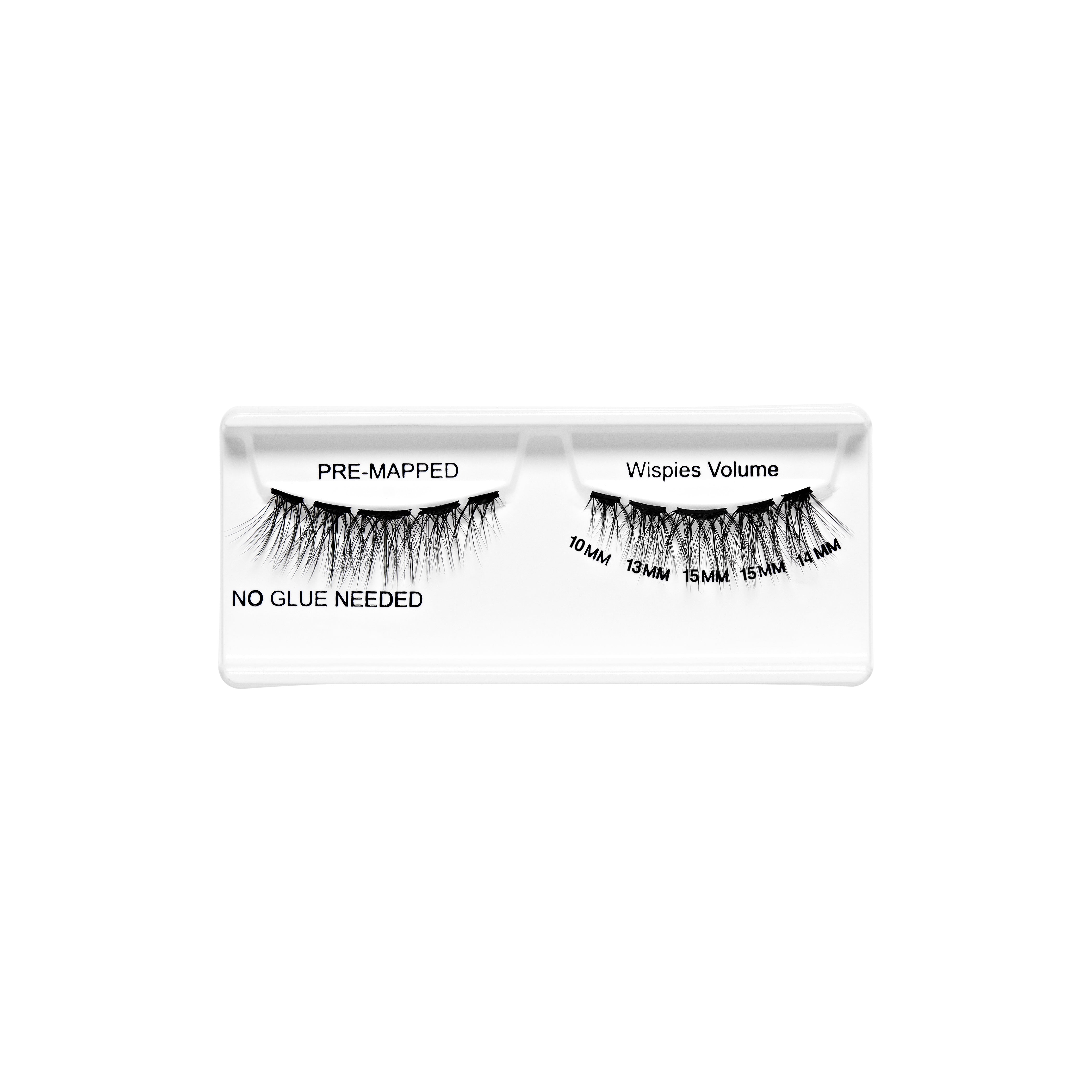 Tray of Ardell Press On Lashes in Wispies Volume style with easy-to-apply pre-mapped lash clusters.
