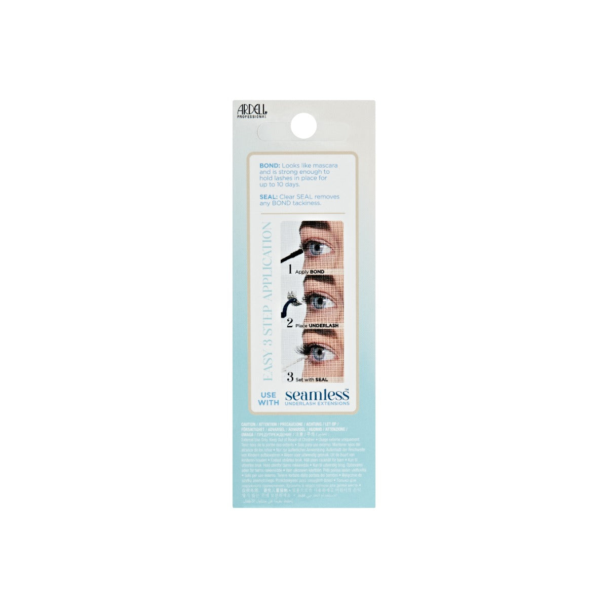 Back of Seamless Underlash Bond & Seal packaging