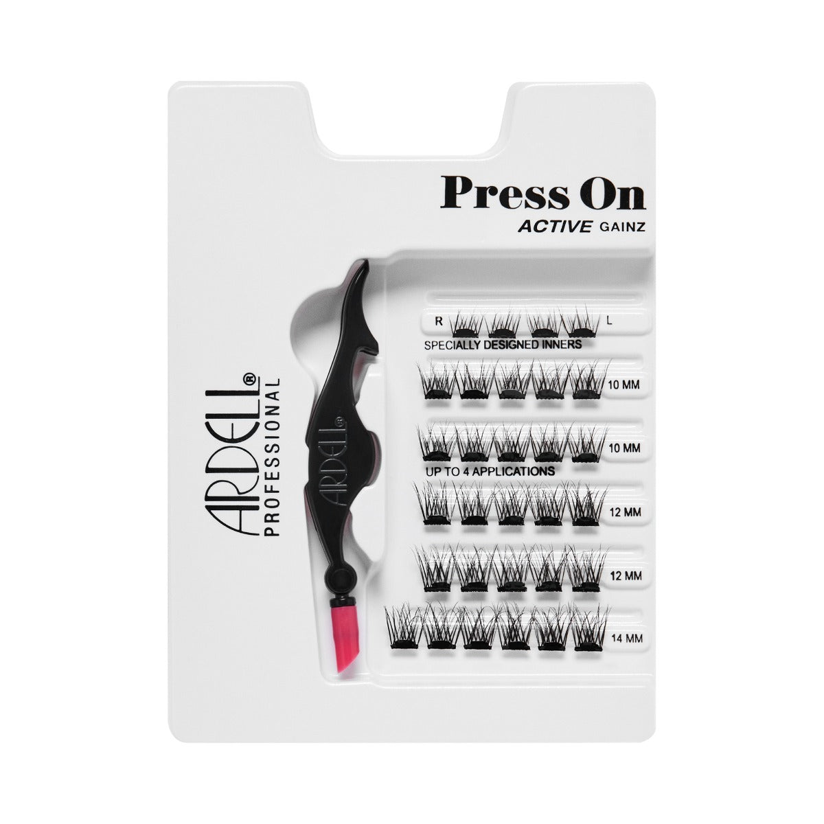 Press On Active Underlash Extensions Gainz packaging tray showing its inclusions