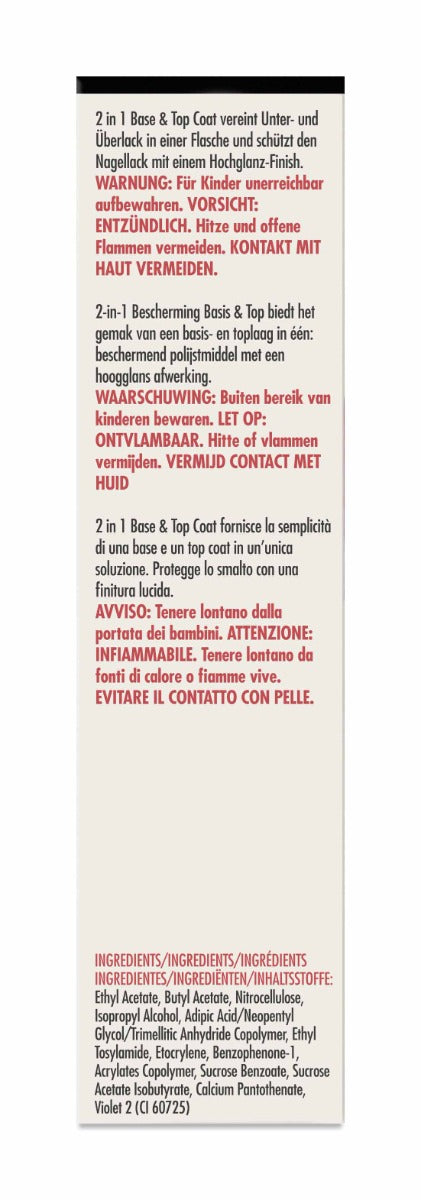 Ardell Base & Top Shield packaging with multilingual benefits, ingredients, and safety warnings.