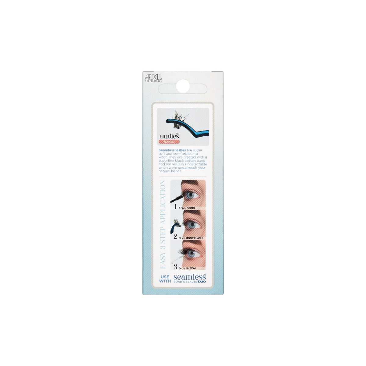Back side of packaging for Seamless Underlash Extensions Naked Refill