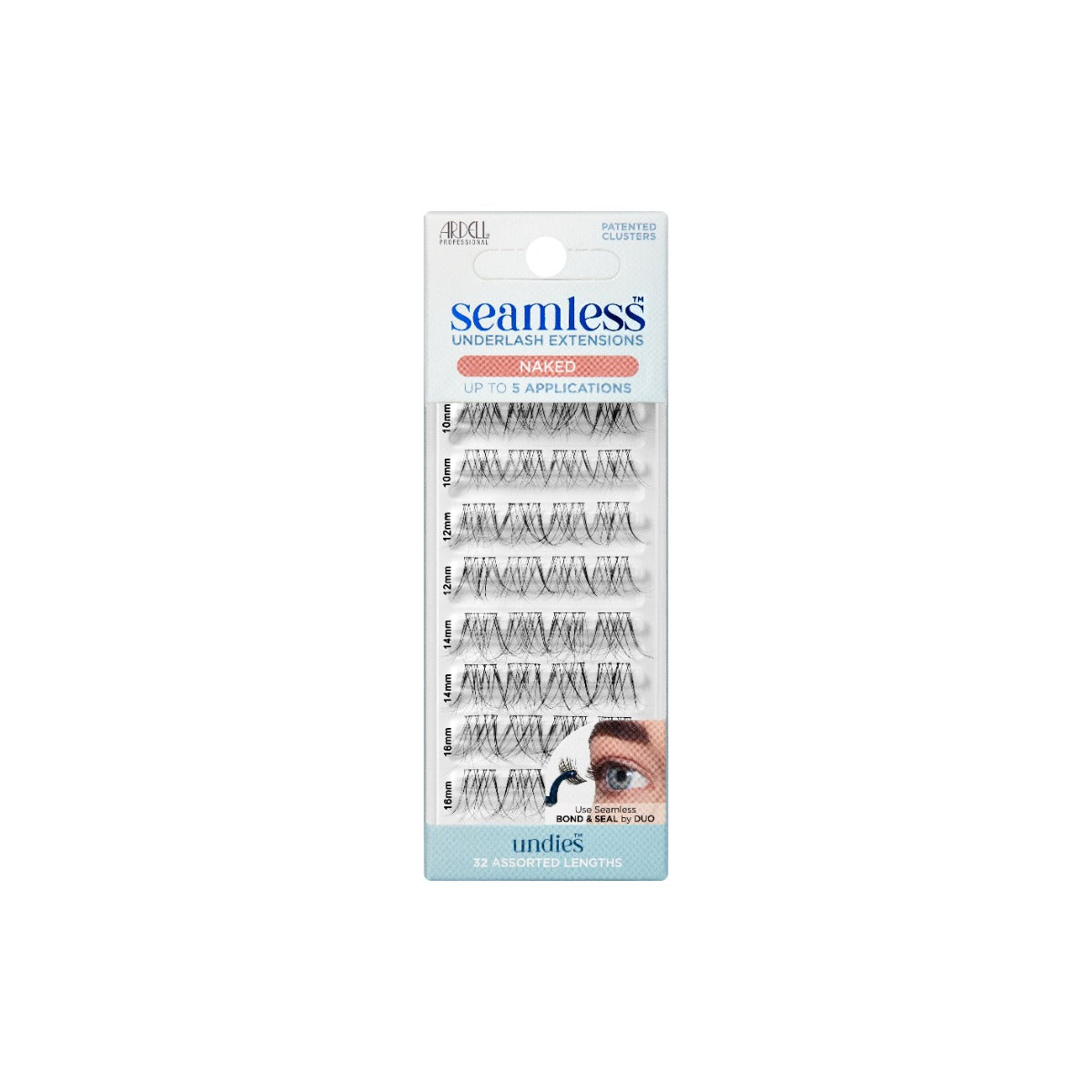 Front side of packaging for Seamless Underlash Extensions Naked Refill