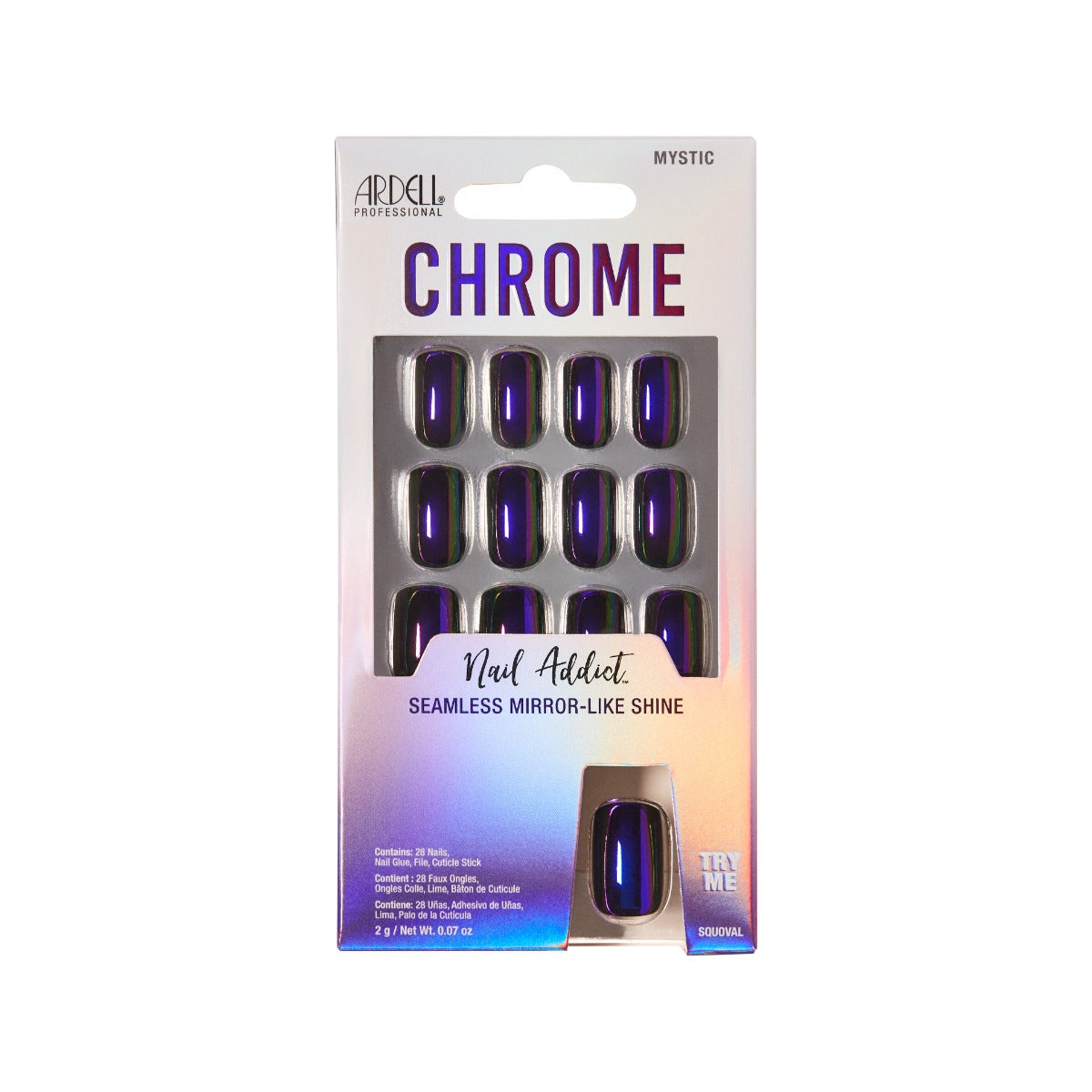 Front side of packaging for Ardell Nail Addict Chrome Mystic