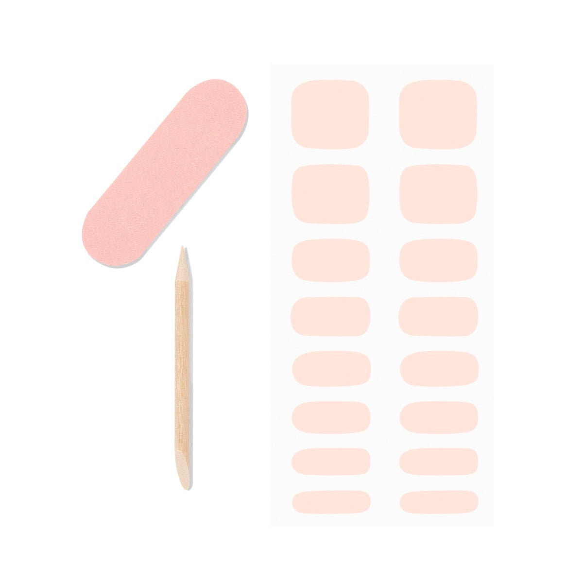 16-piece nail strip, 1-piece mini nail file and 1-piece orange wood stick from Ardell.