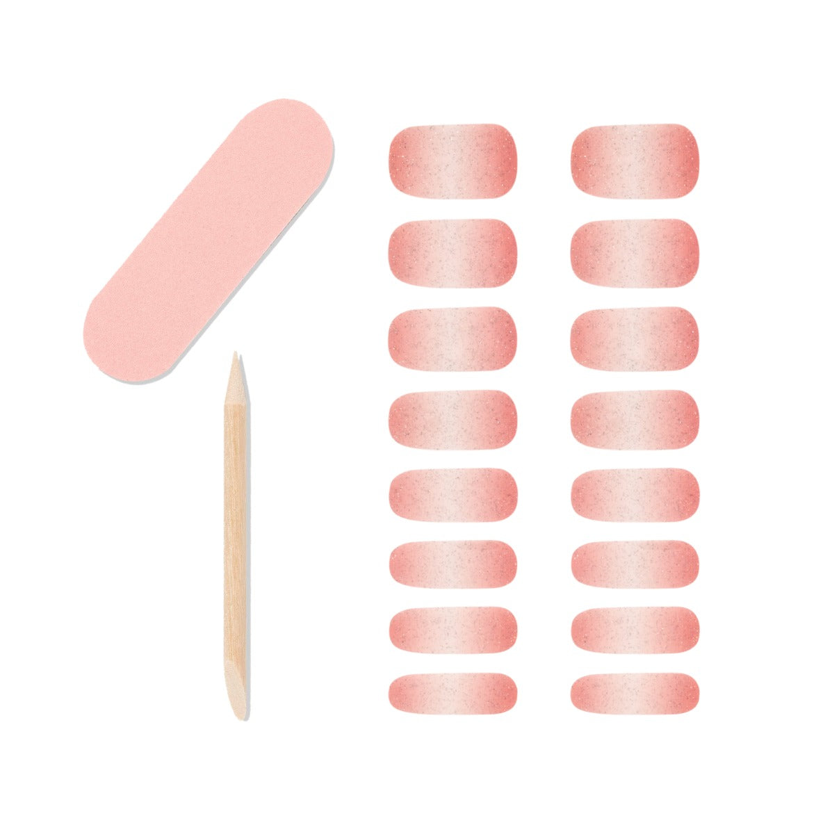 16-piece nail strips with 1-piece mini nail file and 1-piece orange wood stick from Ardell collection.