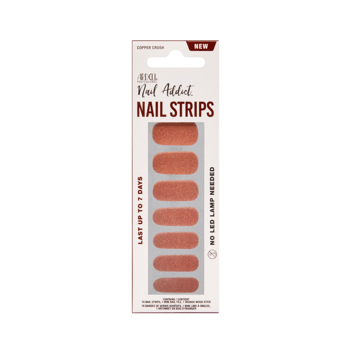 Front face of Ardell Nail Addict Nail Strips wall-hook ready pack.