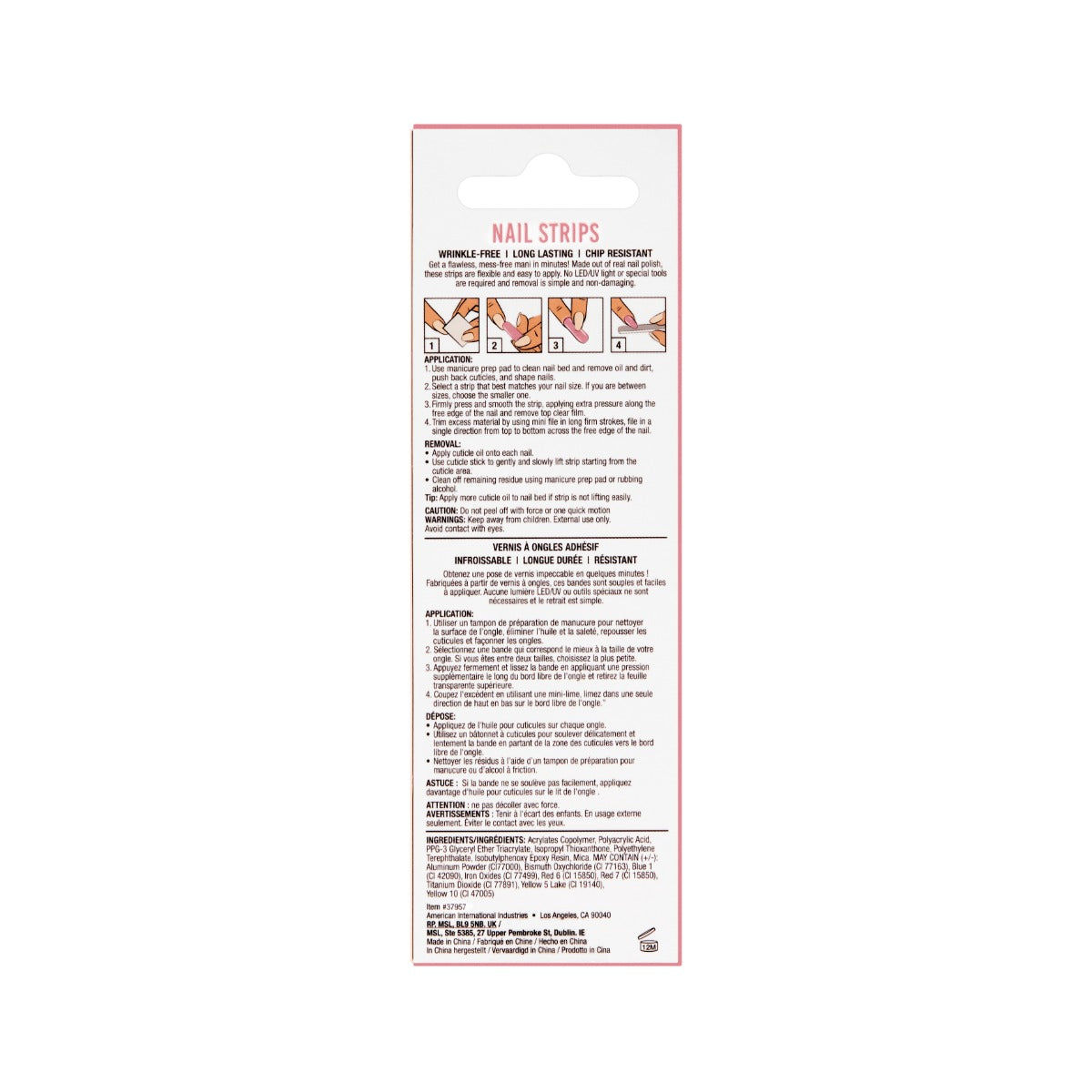 Back details of Ardell Nail Addict Nail Strips - Wild Orchid sealed pack