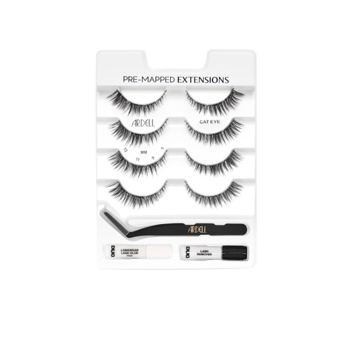 Tray of Ardell Pre-Mapped Cat Eye Extensions featuring four sets of lash clusters.