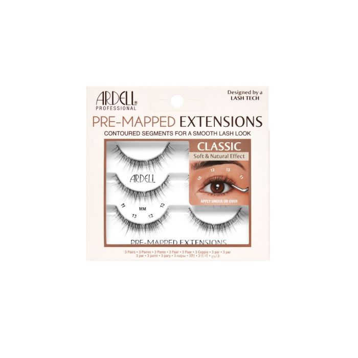 Ardell Pre-Mapped Extensions Classic Kitten Eye 3-Pack – Front packaging of reusable lash extensions in kitten eye shape.