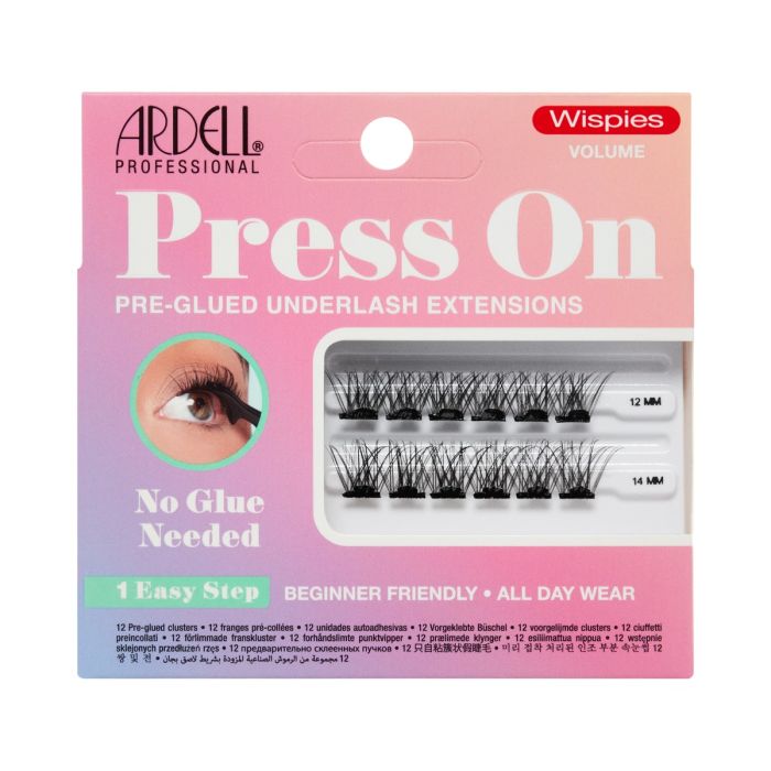 Front of Ardell Press-On Wispies Volume 12pc Mini Pack for bold, fluffy lash volume on-the-go.
