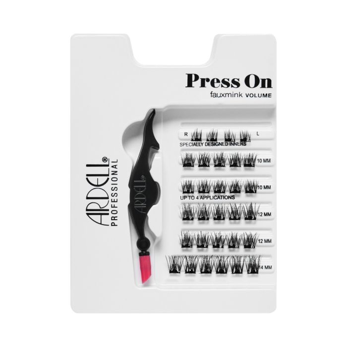 Tray of Ardell Press-On Faux Mink Volume Lashes with thick, voluminous lash segments.