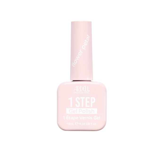 Ardell 1 Step Gel Polish in Flower Petal, a soft pastel pink shade in a sleek 10mL bottle for effortless gel manicures.