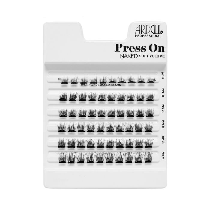 Tray of Ardell Naked Press-On Lashes Soft Volume 60 Count featuring multiple pairs of pre-glued lashes.