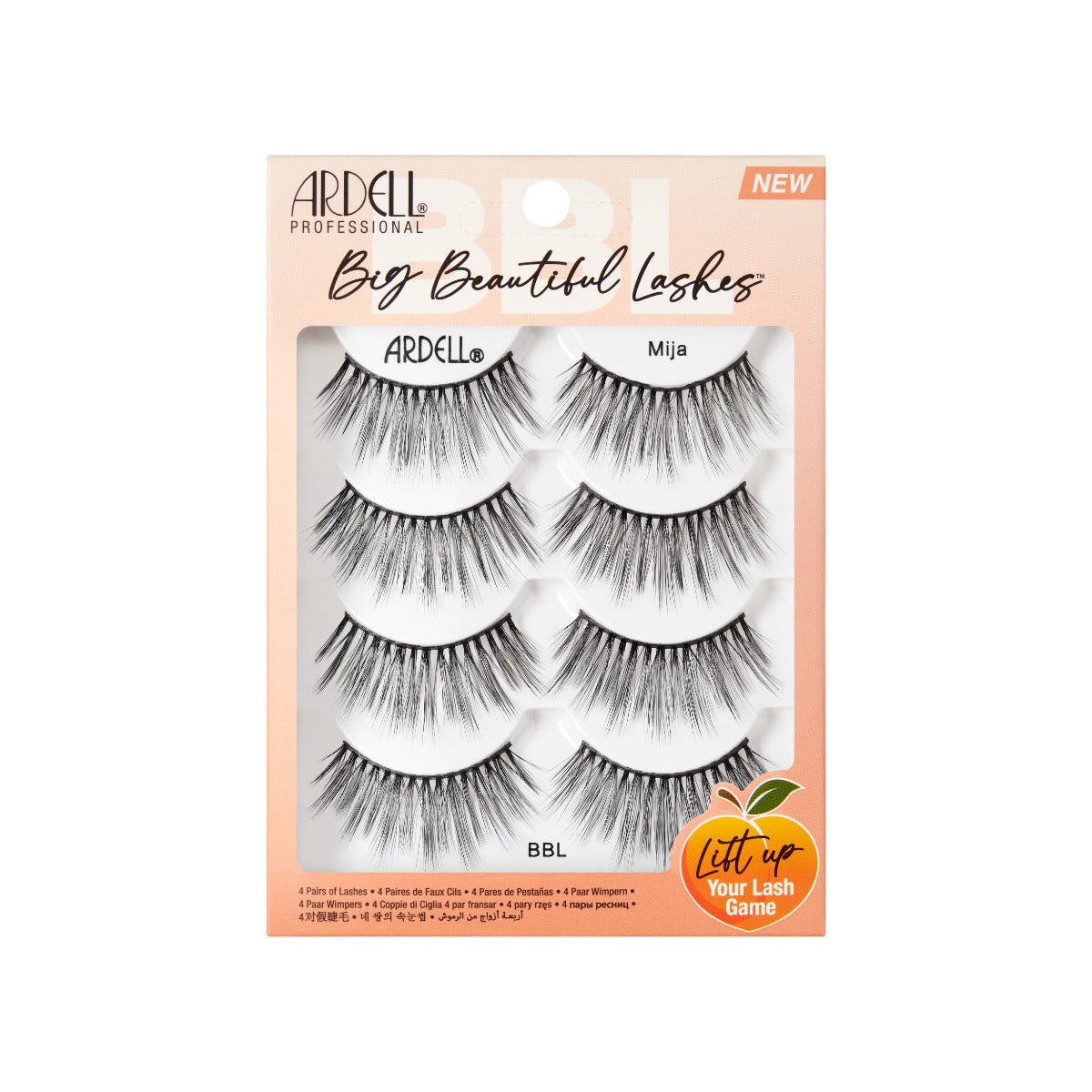 4 pair of lashes in packaging