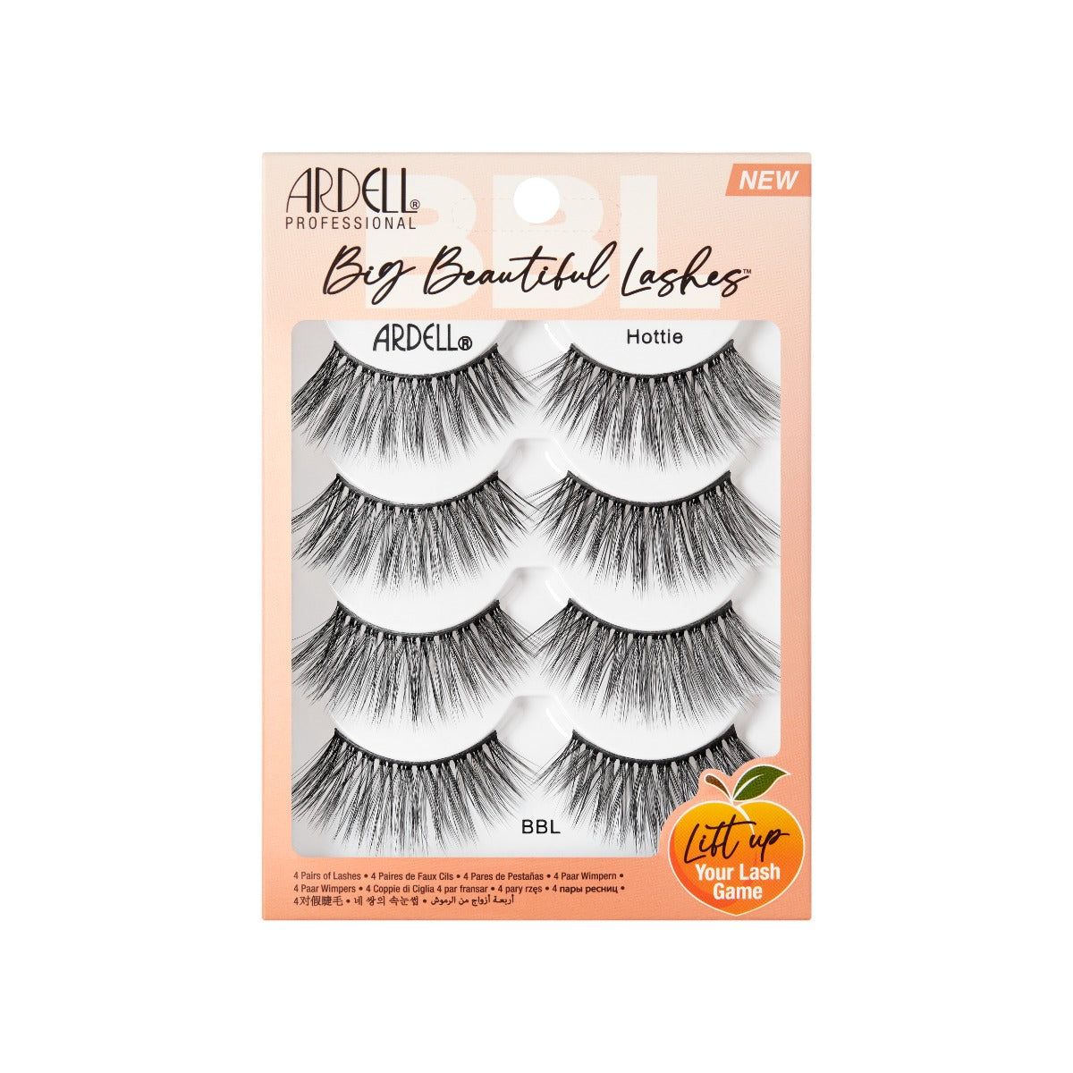 4 pair of lashes in packaging