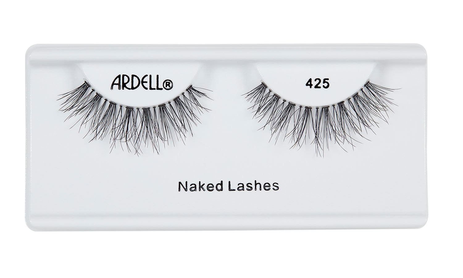 Pair of Ardell Naked Lash 425 faux lashes in inner packaging labeled "Ardell", "425", & "Naked Lashes"