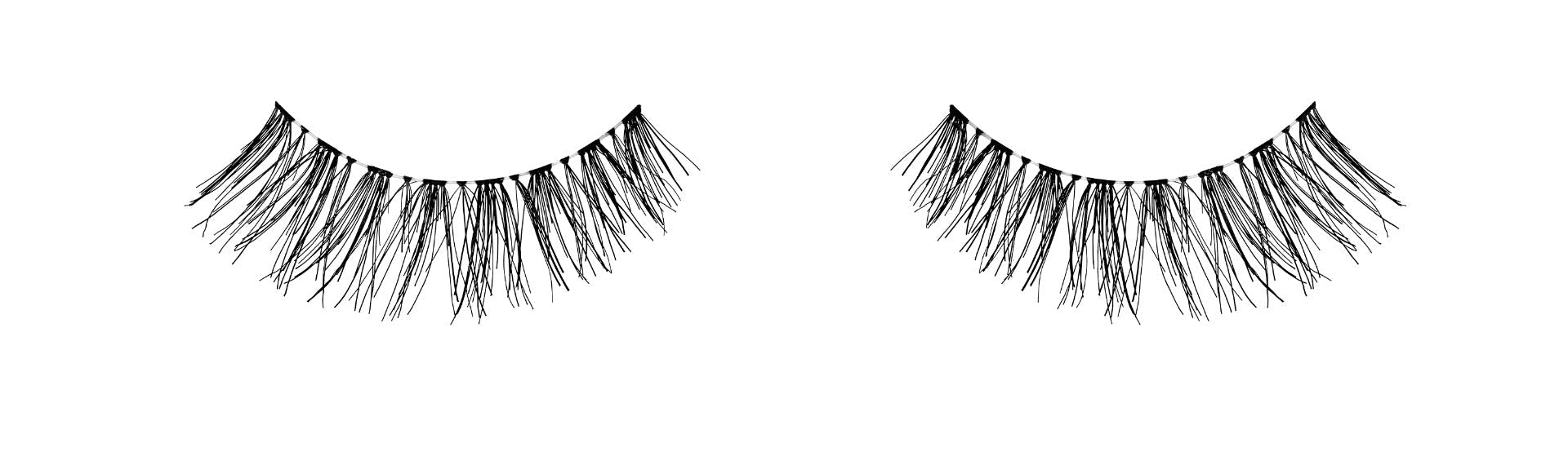 A pair of Ardell Natural 120 showing its signature wispies style with crisscross, feathering, and curl features