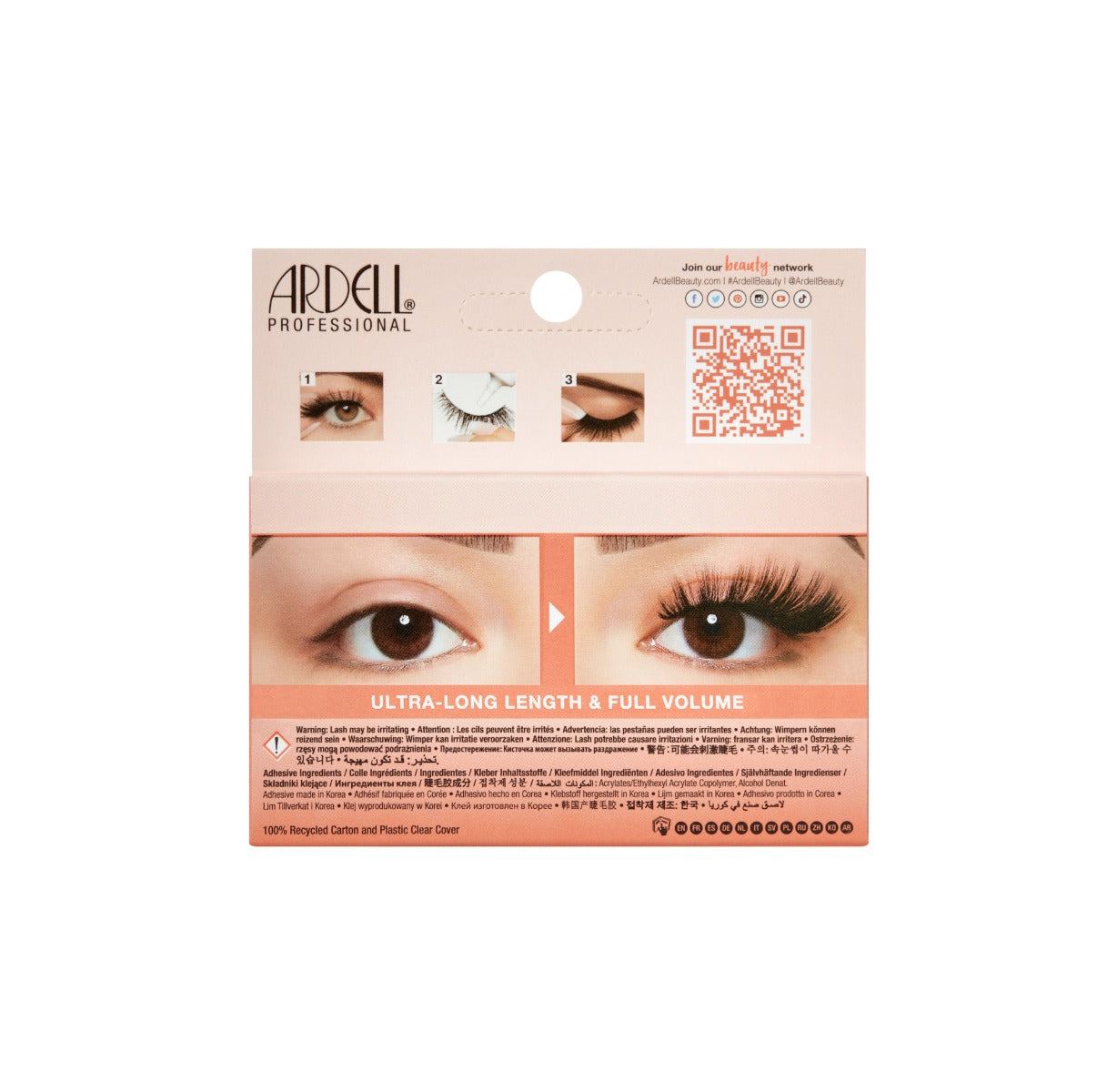 Back details of Ardell Big Beautiful Lashes Servin packaging with image illustration of its How to Use instruction