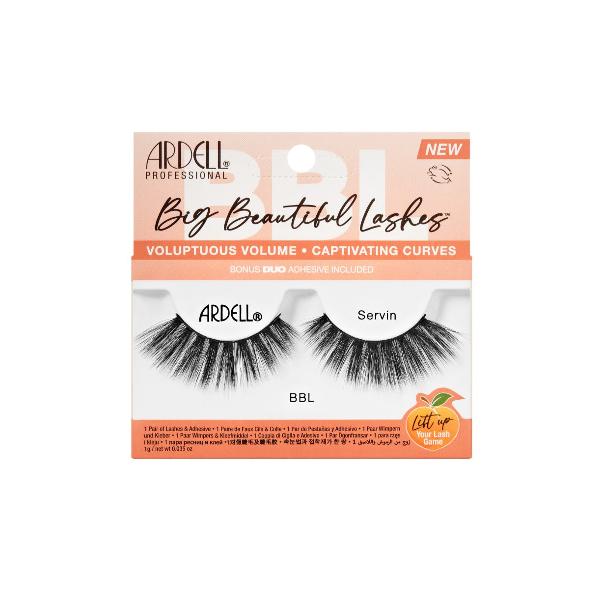 A pair of Ardell Big Beautiful Lashes in Servin in its packaging