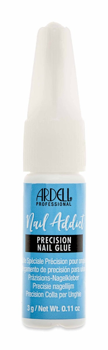 Front of Ardell Nail Addict Precision Nail Glue 0.11-ounce capped container with printed text