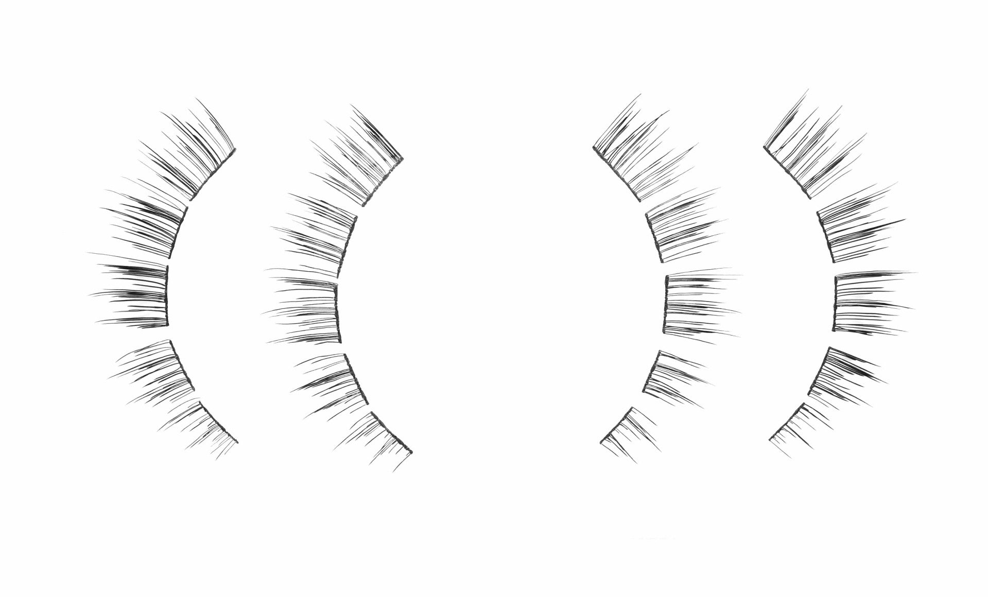 Ardell X-Tended Wear 135 individual lash segments laid out for easy application and natural, customized lash styling.