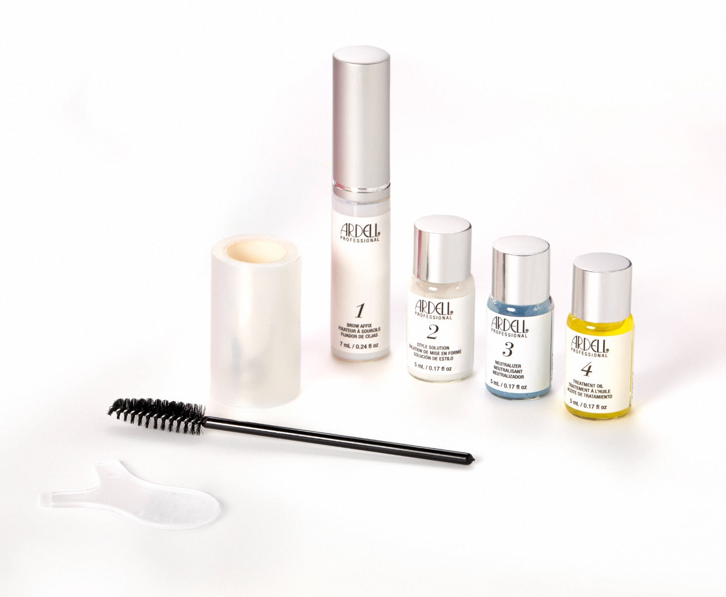 Ardell Professional Brow Lamination essentials including setting gels and tools for salon-quality brows.