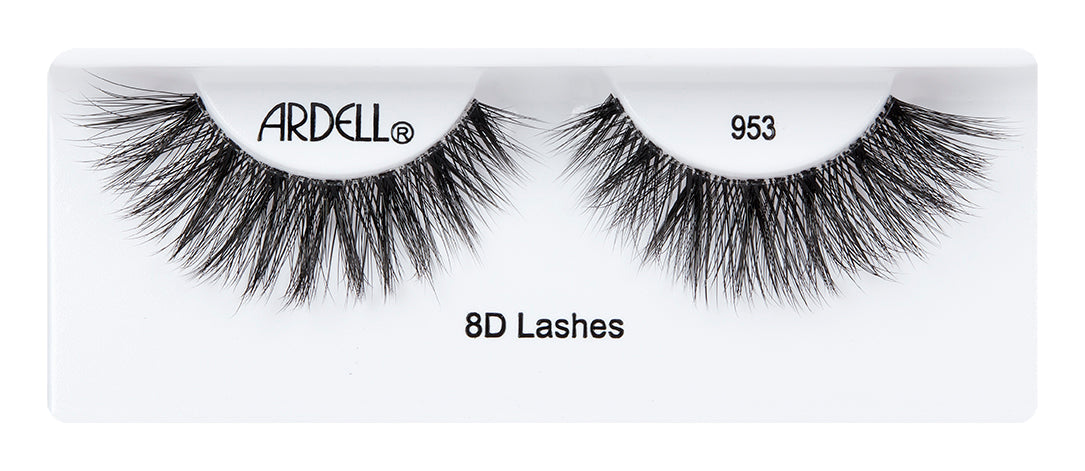 A pair of Ardell 8D Lash 953 was placed into its inner pack hook with some texts written on it