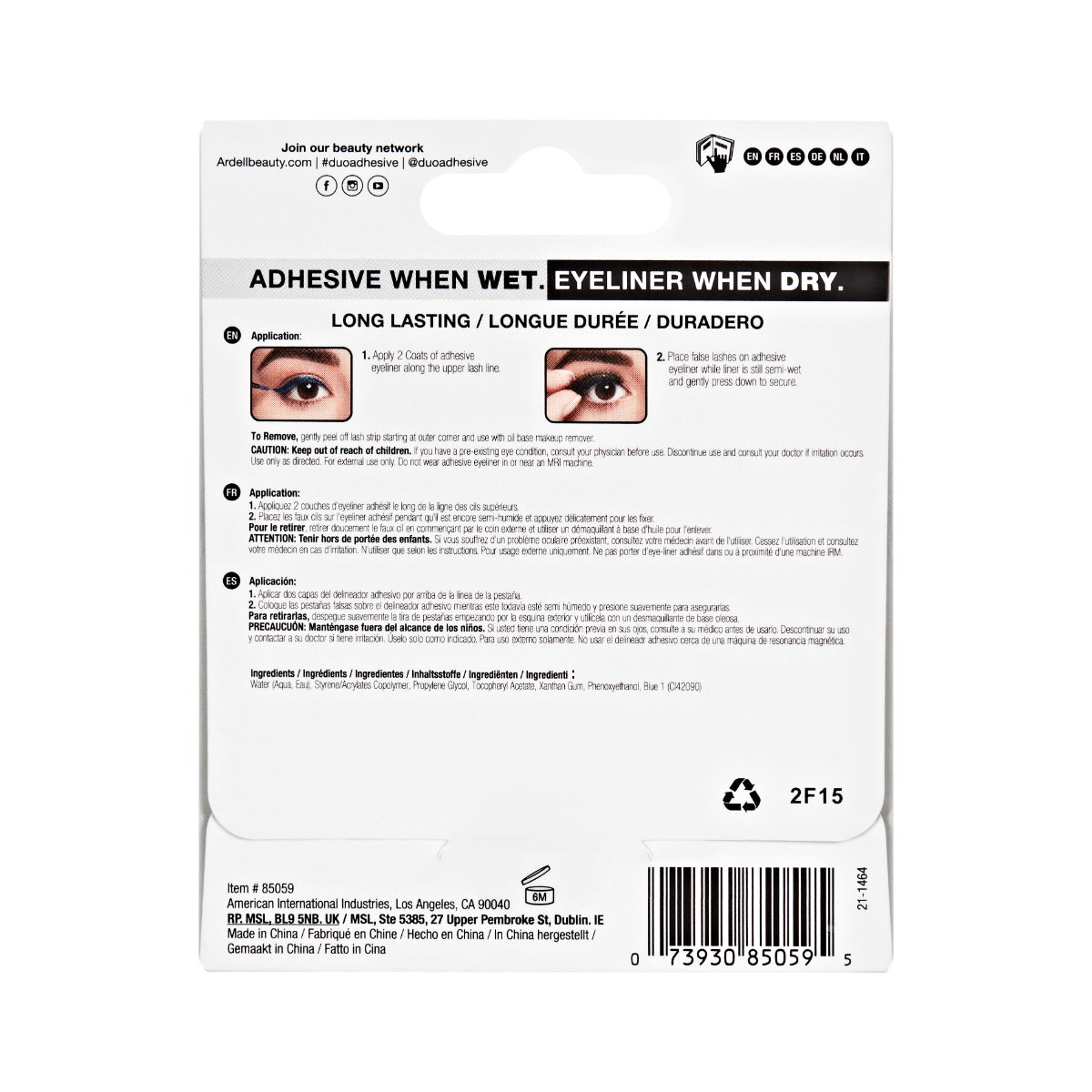 Back of package