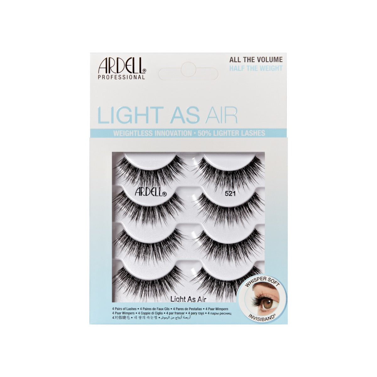 4 pair of lashes in packaging