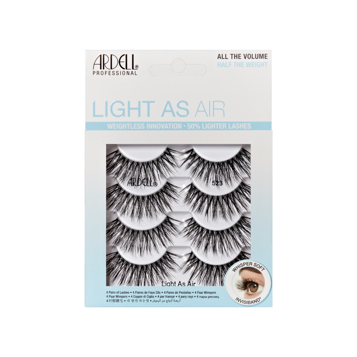 4 pair of lashes in packaging