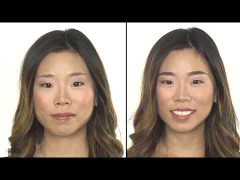 Before and after makeup transformation featuring natural beauty and defined brows.